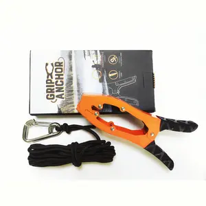 Canoe Anchor Grip - Boat, Float Tube & Kayak Fishing Accessories, Kayaking Equipment - Brush Clamp Anchor with Teeth - Gripper with 16.4ft Paracord - Rubber Grips - Coated Steel