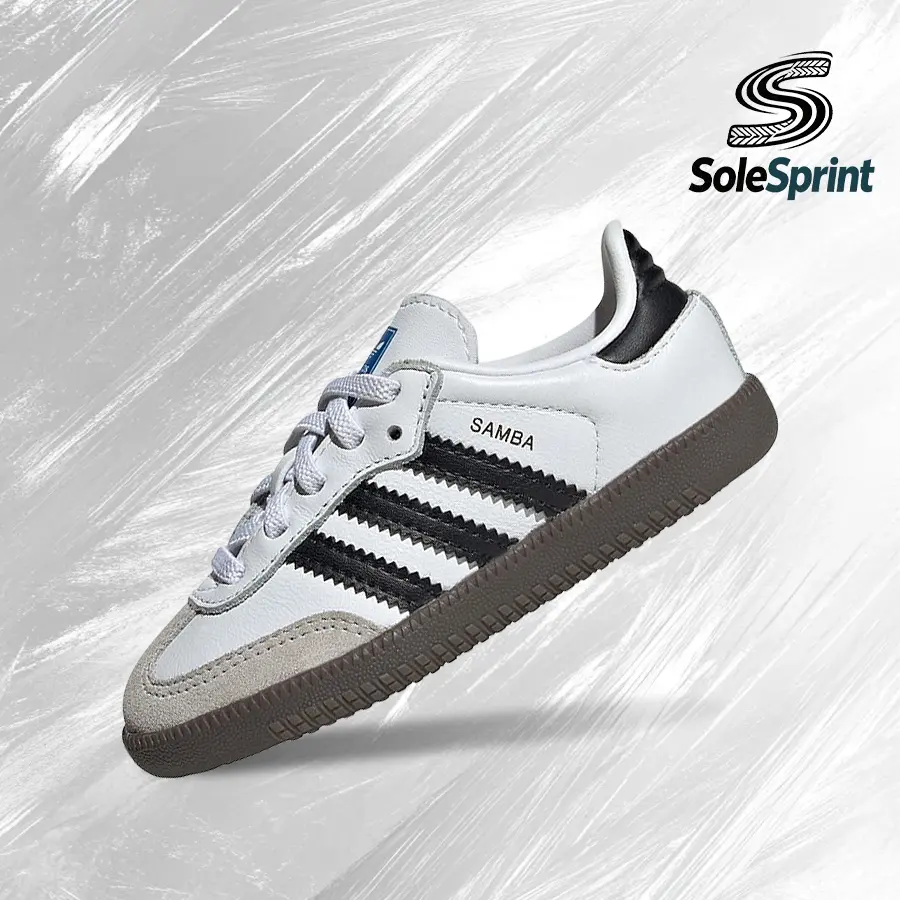 adidas Samba OG Cloud White Core Black Gum (TD) Kids' Trainers IE3679 - Lightweight, Shock-Absorbing, Breathable, Everyday Fit - Youth Footwear for Gym Training, Street Casual Wear - Back to School