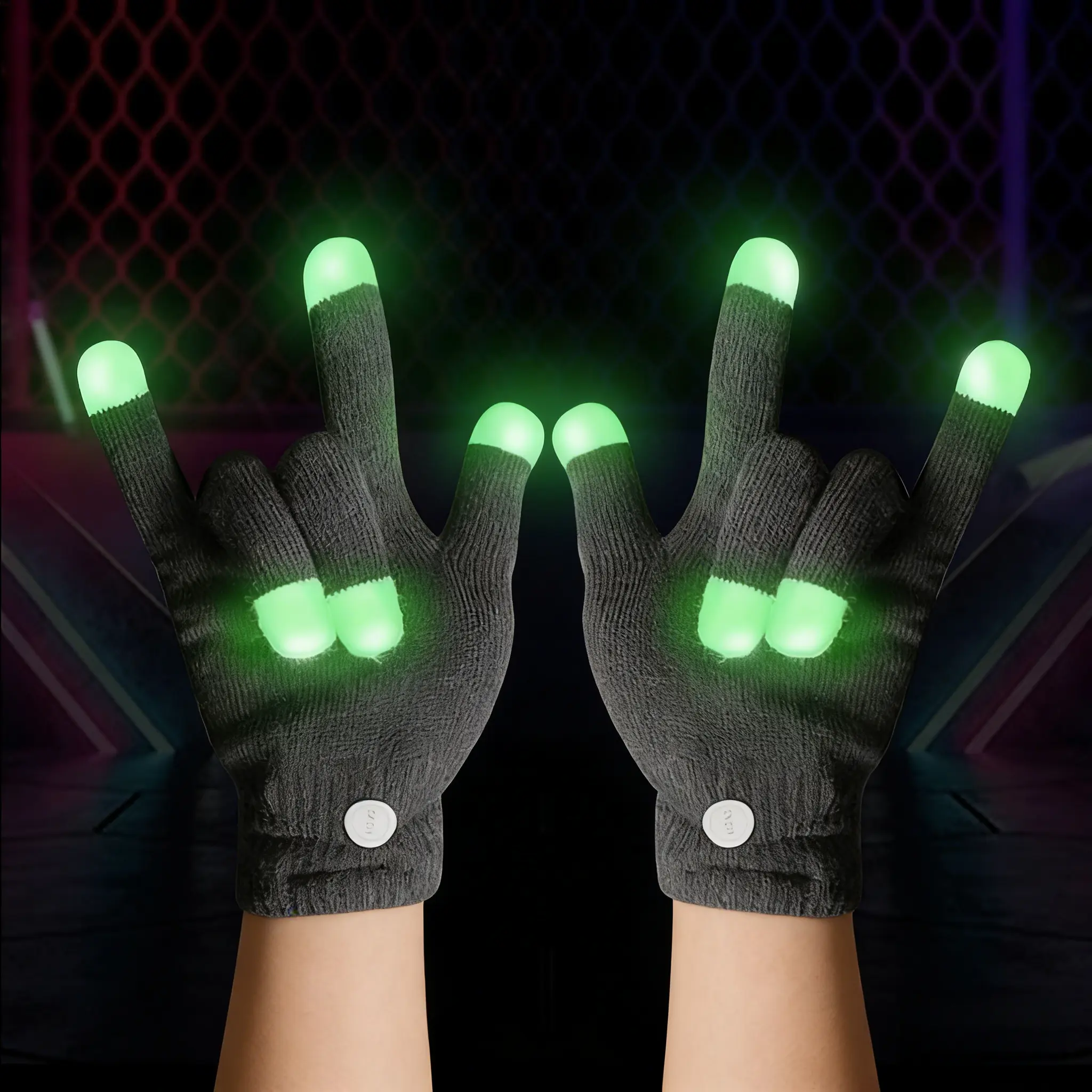 Multi functional LED luminous gloves - black knitted gloves suitable for parties, cycling, and daily wear