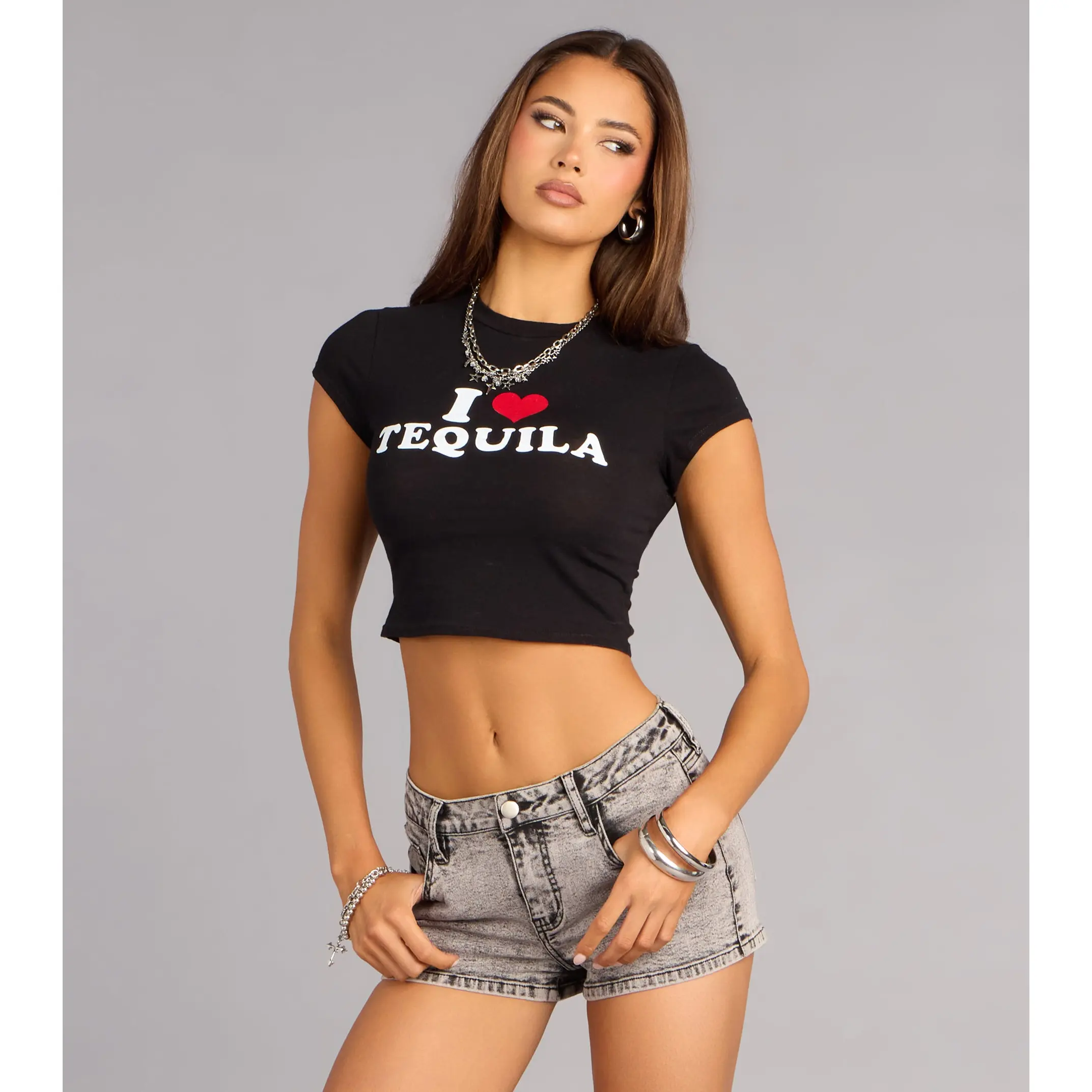 I Love Tequila Cropped Baby Tee