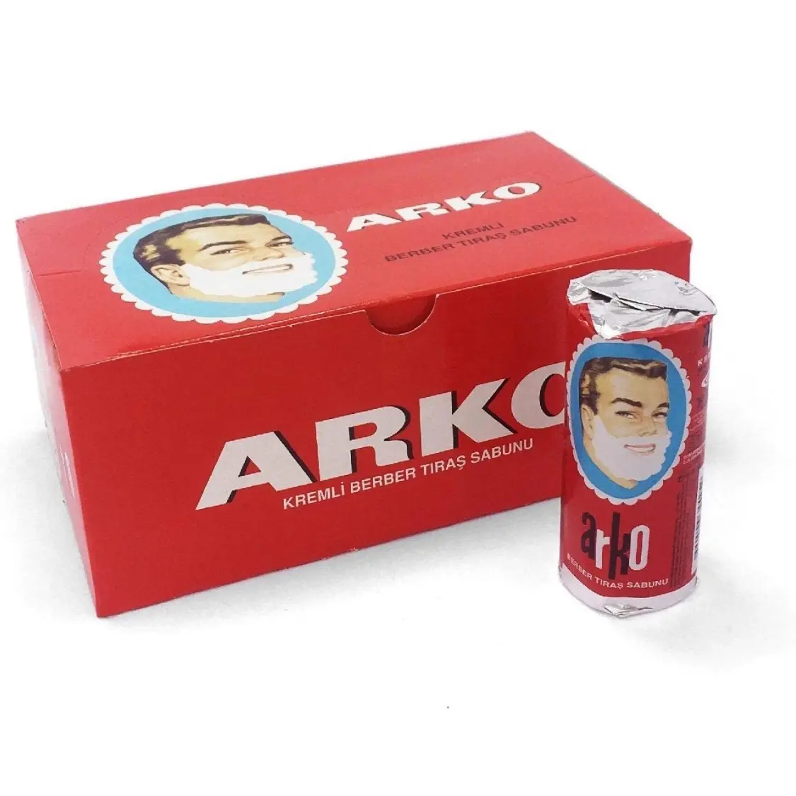 Arko Shaving Cream Soap Sticks - 12 Pieces Hyaluronic Acid All Skin Types Hydrating