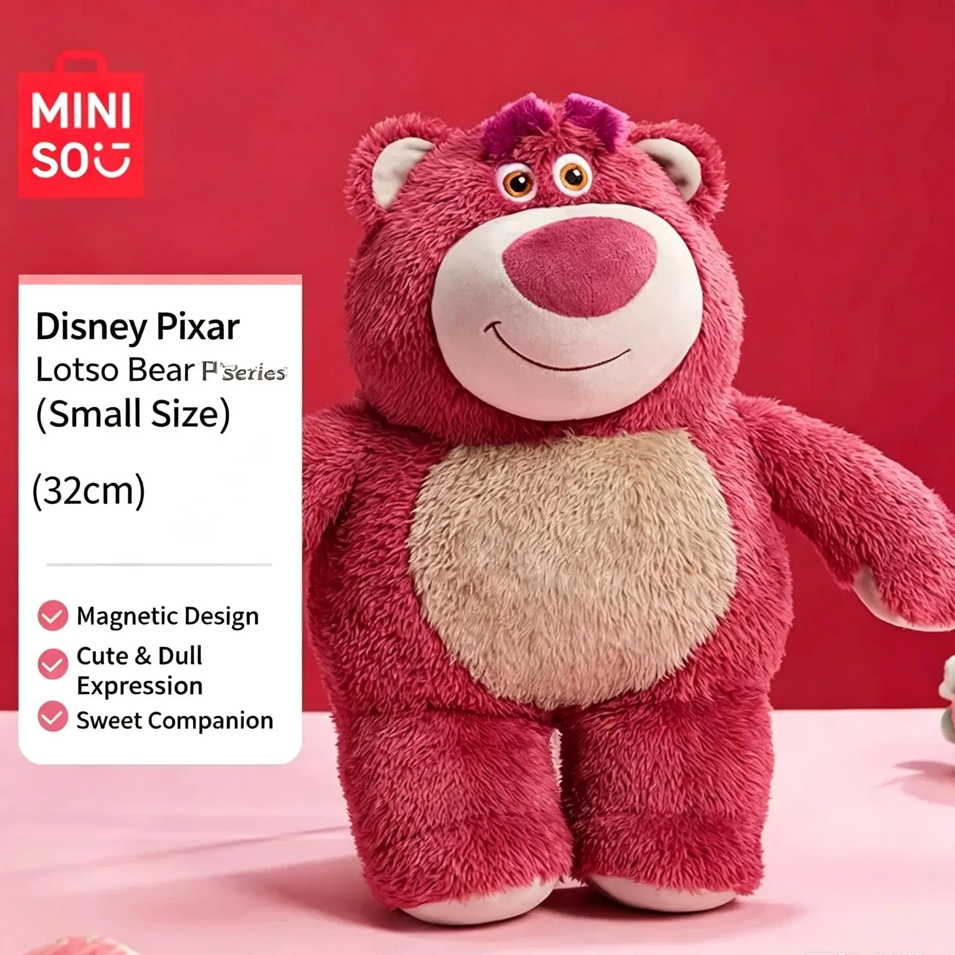 Disney Officially Licensed Disney Pixar Lotso Bear Plush Series, Toy Story Magnetic Strawberry Scented Stuffed Doll, Soft Plush Pillow Gift for Kids Girls, Back To School