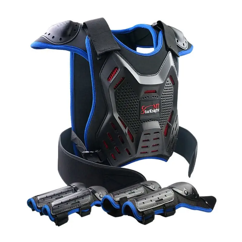 StarknightMT Kids Protective Gear Set - Youth Motorcycle Motocross Armor with Chest Protector, Elbow Pads for Off-Road Biking, Cycling, Skating, Blue