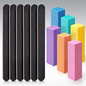 12 pcs(Black) Nail Files and Buffers, Professional Manicure Tools Kit Rectangular Art Care Buffer Block Tools 100 180 Grit