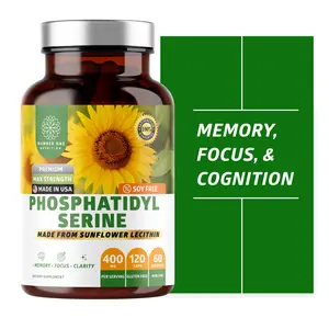 Phosphatidylserine 400mg, Derived from Sunflower Lecithin to Help Support Memory, Focus & Cognition Naturally, Soy Free, 120 Veg Caps