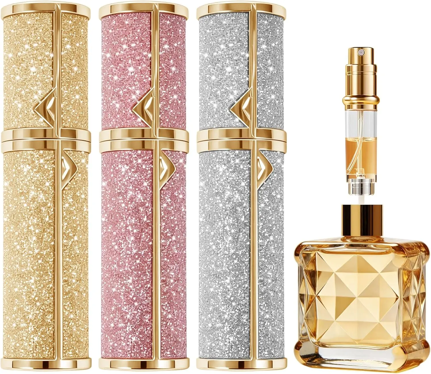 Travel Perfume Bottle Refillable 3PCS, Leak-Proof TSA Perfume Travel Bottle, Luxury Refillable Perfume Atomizer Portable Perfume Sprayer for Women & Men
