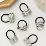 Women's Elegant Texture Metal Hair Tie Set, Versatile Hair Accessories for Daily Wear, Casual Versatile Party, Banquet Hair Accessories, ElasticsBand, Elastic Hair Ties