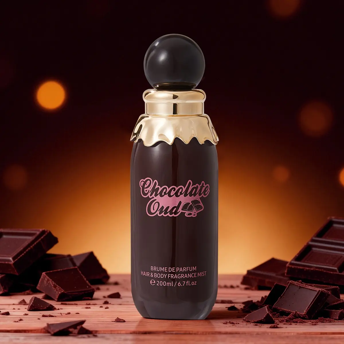200ML Chocolate Oud Hair & Body Fragrance Mist, Sweet Gourmand Long Lasting Perfume Spray, Oriental Scent for Daily Use, Earthy Woody Scent