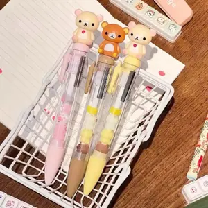 Adorable Bear Pen Beaded Gel Pen Cartoon 0.5mm Black Ink Press Pen Signing Pen Students Exam Writing Pens Friend Girl Birthday Gifts Kawaii Kuma