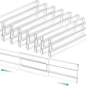 Drawer Divider Set of 8, Adjustable and Expandable, 3.14 Inches Tall, Transparent Plastic Organizer, Ideal for Closet, Office, Bedroom, Kitchen, Closet Storage System