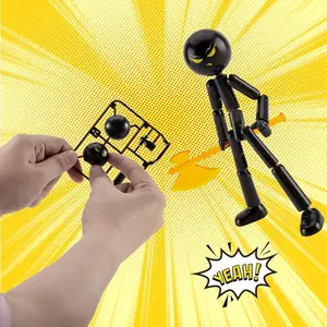 2PCS Novelty Action Figure Stickman Assembled Robot Movable 3d Printing Mannequin Multi-jointed Stickman Toy