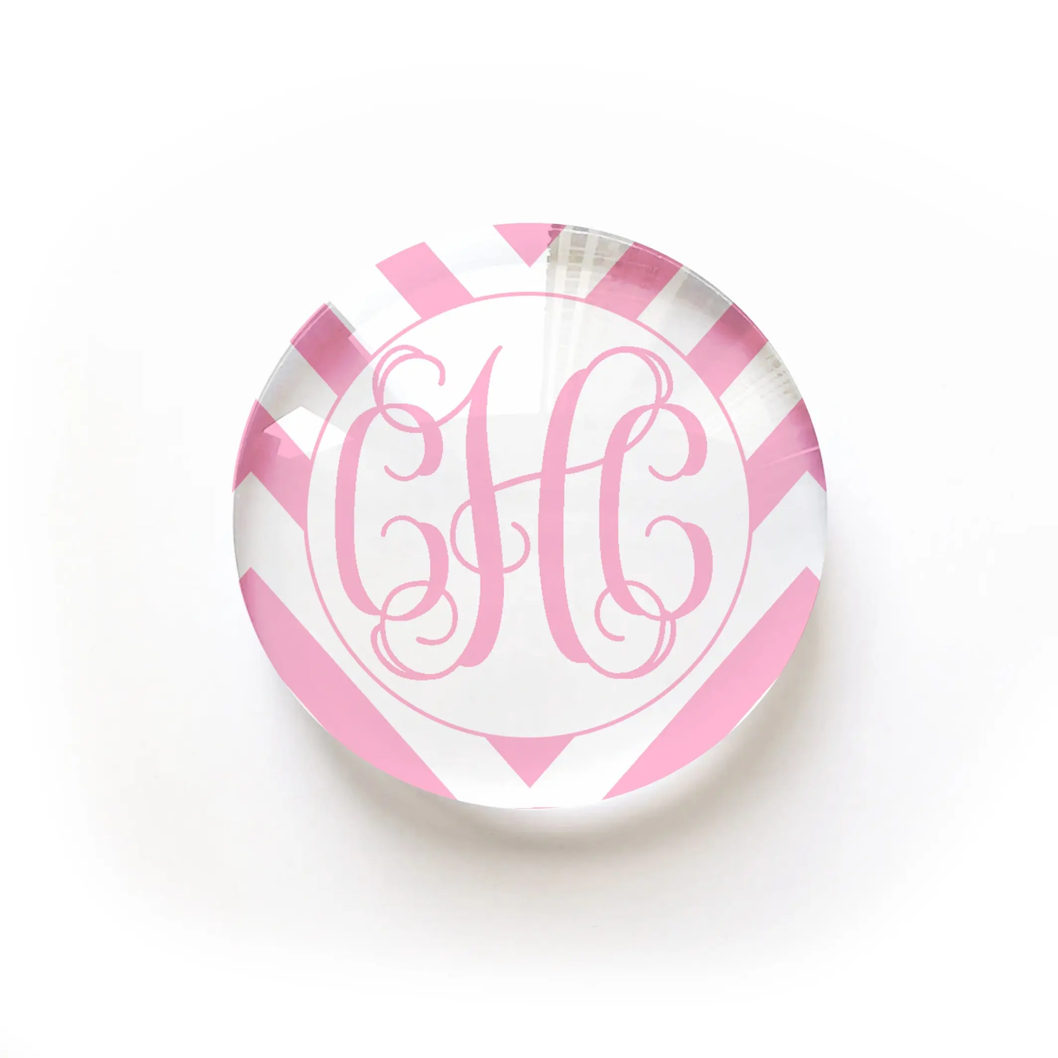 PW8046 - Pink Chevron Grande Personalized Paperweight