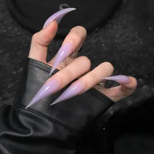 Handmade Clear Dragon Claw Nails, Long Glossy Fake Nails, European Style Cat Claws, Elegant High Transparency Design