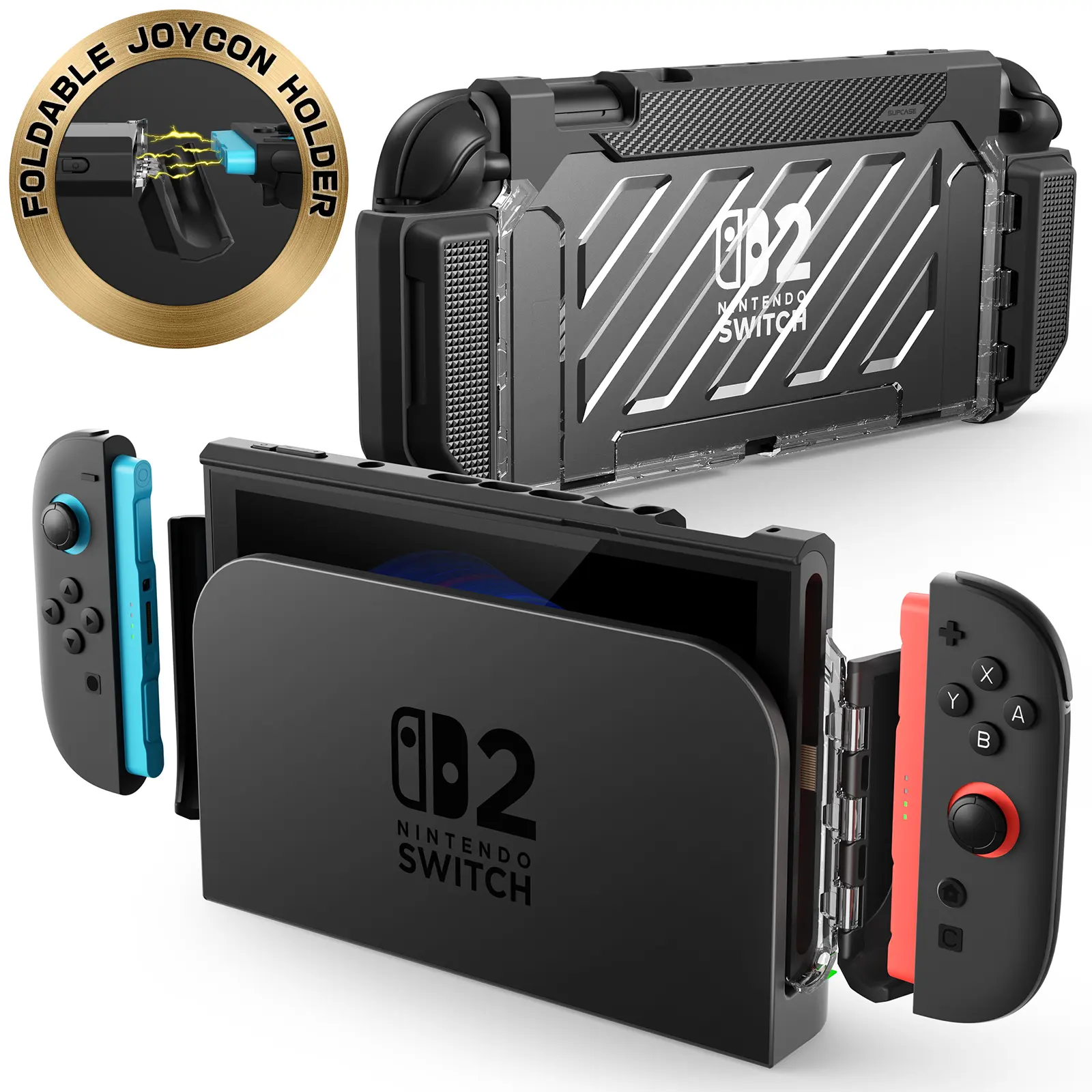 SUPCASE UBPro Foldable Polycarbonate Case for Nintendo Switch 2 (2025) Handheld Video Game Console - 139g Military-Grade Shockproof Switch Accessories, Dockable, Magnetic Joy-Con Compatible, Fingerprint Resist Screen Cover, Wireless Controllers Compatible