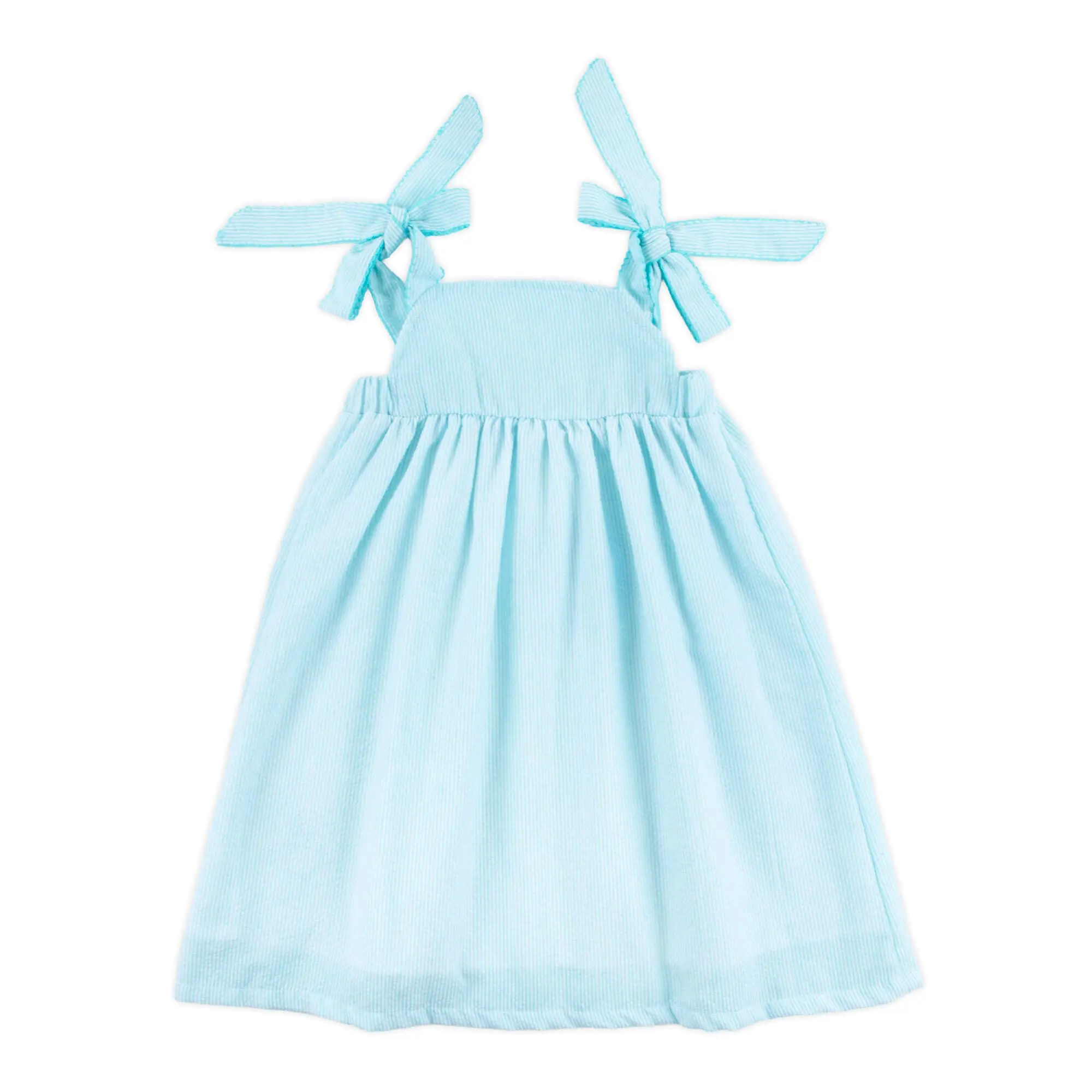 Turquoise Stripe Skyler Tie-Strap Dress - Cute Girls Outfit for Spring & Summer Turquoise Stripe Skyler Tie-Strap Dress - Cute Girls Outfit for Spring & Summer