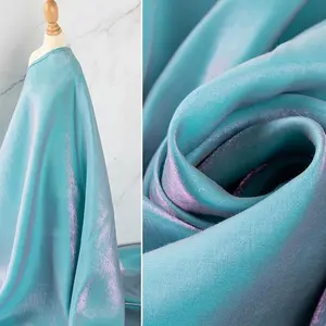 1 Piece Golden Shimmer Cotton Flash Chiffon Satin Fabric, Two-tone Satin Glossy Mermaid Polyester Fashion Shirt Fabric, Width 59 Inches, Length 36/108/180 Inches