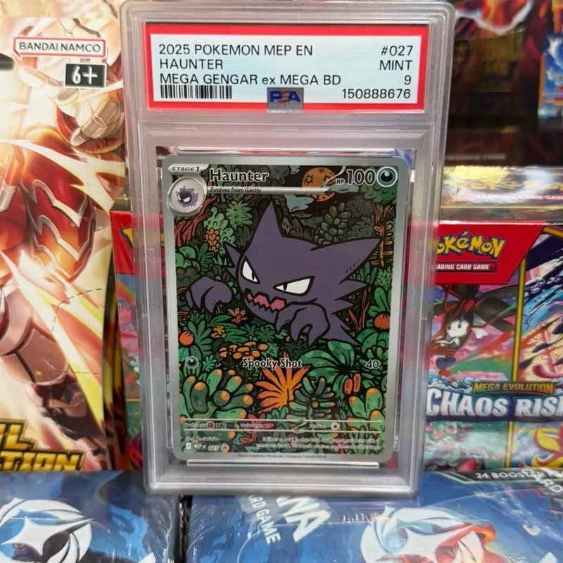PSA 9 MINT Haunter, 2025 Pokémon MEP EN #027, Graded Card with Mega Gengar ex Mega BD Design