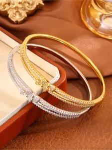 Fashion Knot Cubic Zirconia Bracelet for Women, Elegant Daily Wear Jewelry, Perfect Gift for Her, All Seasons Accessory