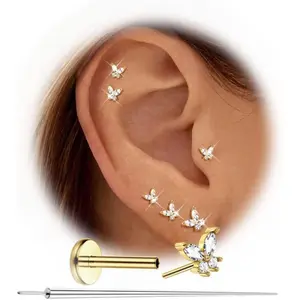 YADOCA 20G Threadless Flat Back Earrings Studs Hypoallergenic 316L Surated Plated Nose Rings Studs Tragus Medusa Helix Labret Lip Nostril Cartilage Piercing Jewelry