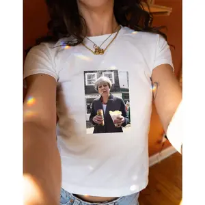 Theresa May Smoking Baby Tee, Womens Baby Tees, Political Humour, Unique graphic T-shirts, Prime Minister, UK Politics Top, Cute Crop Tees