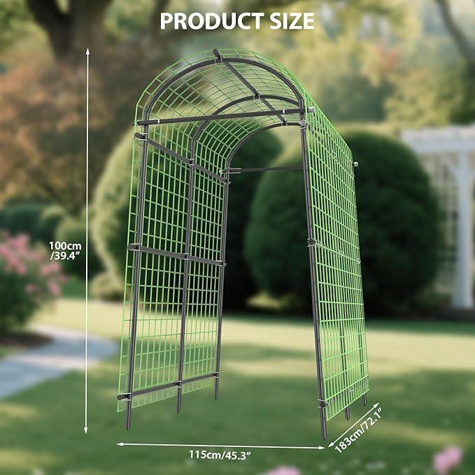 Adjustable Metal Garden Arbor Trellis with Netting – Heavy Duty, Weather-Resistant Pergola Arch for Climbing Vines, Vegetables, Flowers – Easy Install for Outdoor Patio & Event Decor