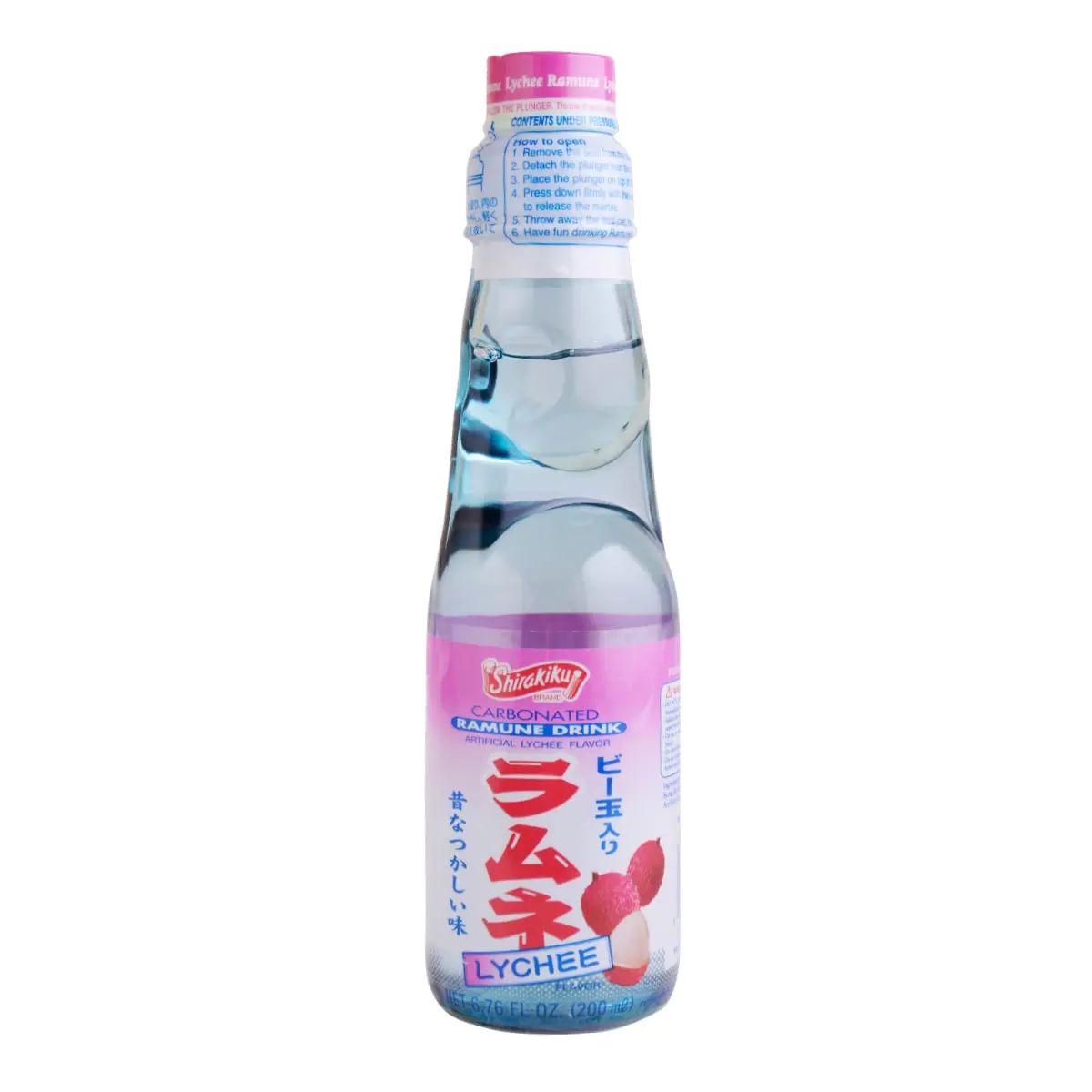 SHIRAKIKU Lychee Flavor Japanese Ramune Soda - 200ml Bottle, Unique Marble Pop Top, Refreshing Japanese Drink SHIRAKIKU Lychee Flavor Japanese Ramune Soda - 200ml Bottle, Unique Marble Pop Top, Refreshing Japanese Drink