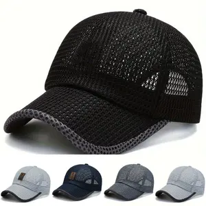 2-Pack Hollow Breathable Classic Casual Baseball Caps, Fashion Versatile Baseball Trucker Hats, Unisex Adjustable Sun Hats for Running & Hiking