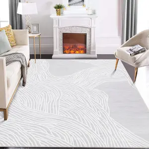 Modern Striped Carpet Soft Indoor Rug Washable Area Rug Ultra-Thin Non-Slip Carpet Foldable Carpet for Living Room Bedroom Dining Room Office,Gray