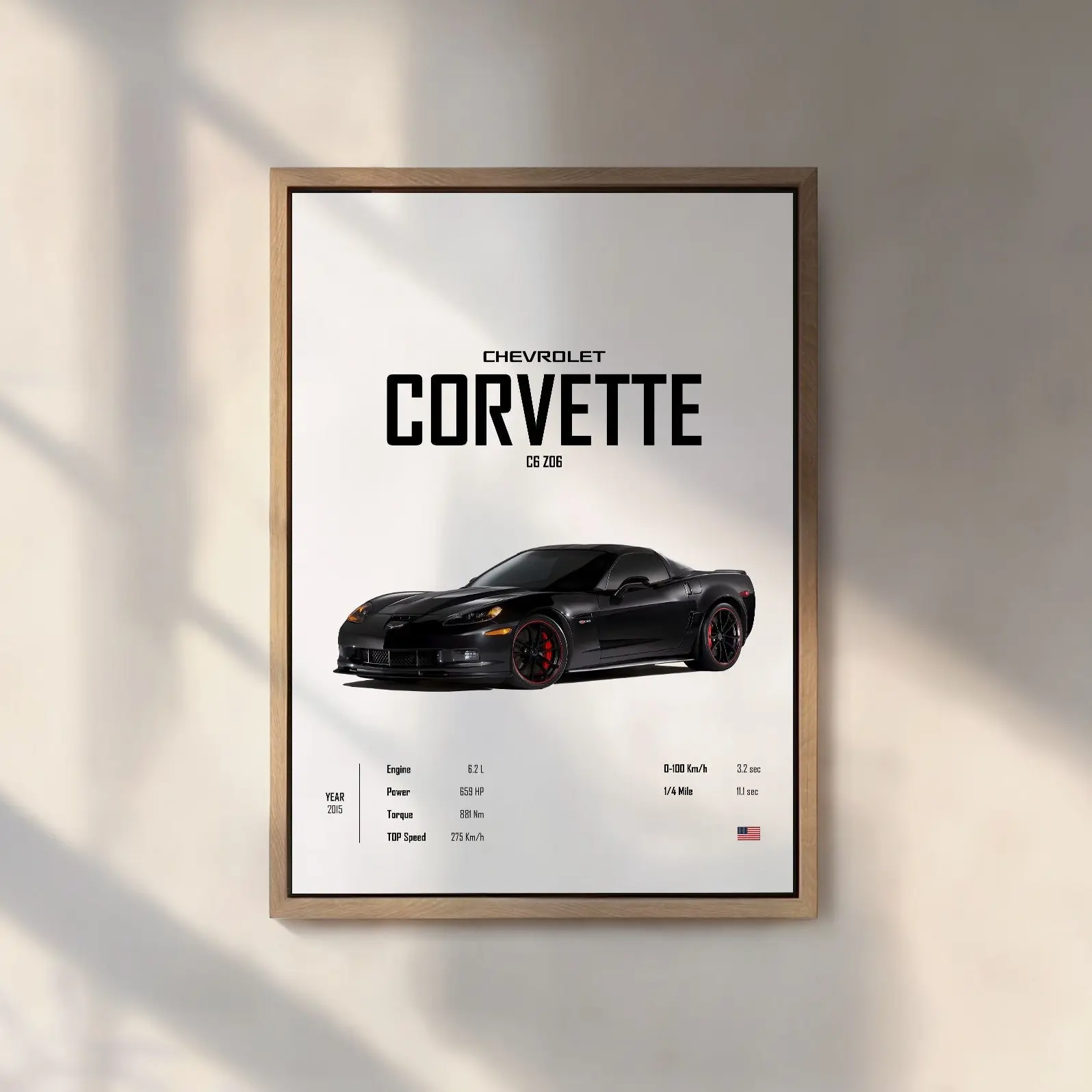 GiftOfHope Chevrolet Corvette C6 Z06 Unframed Wall Art Poster For Boys Room Decor And Home Office Accessories