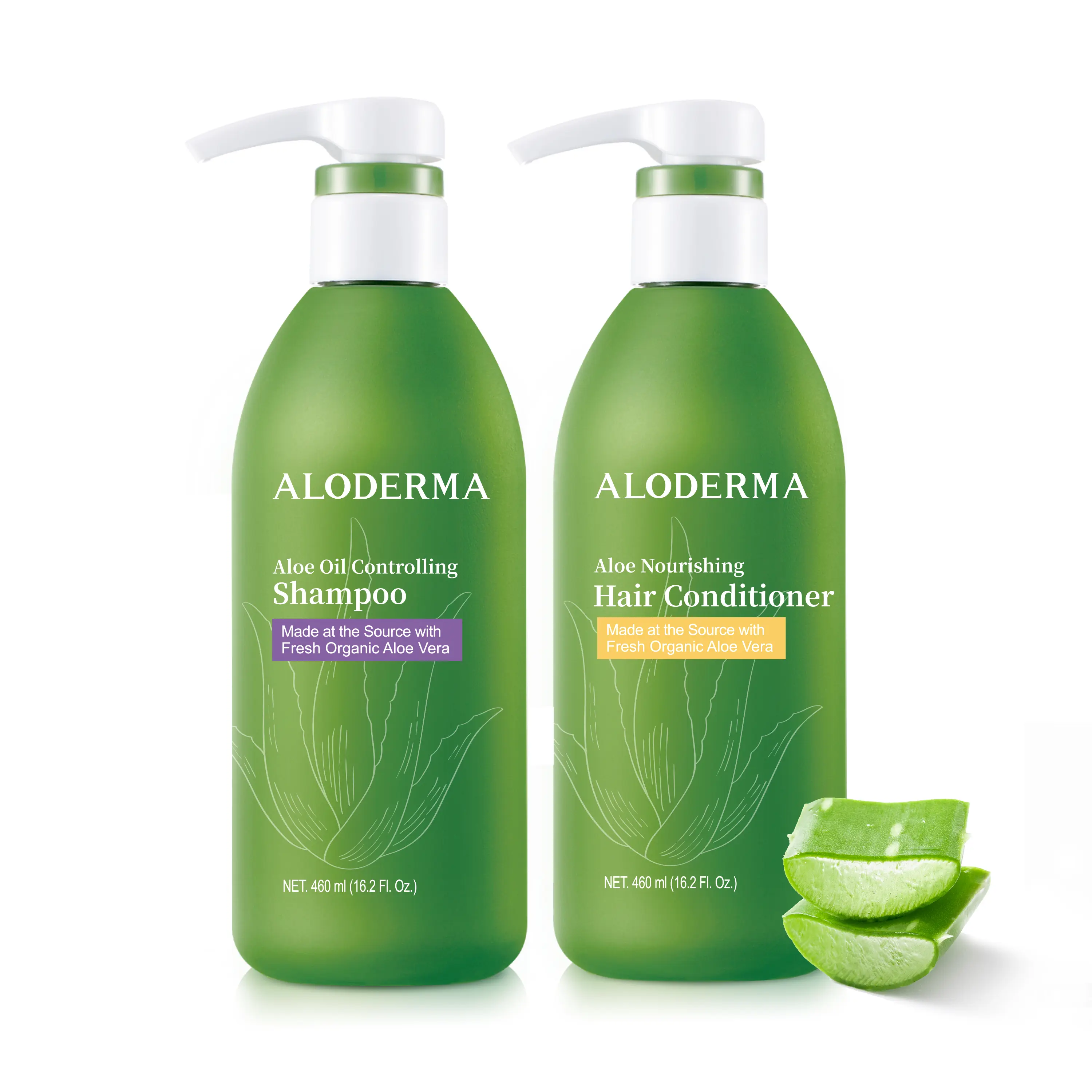 ALODERMA Haircare & Body Care Set with Organic Aloe Vera - Oil Control Shampoo, Nourishing Conditioner & Shea Butter Body Wash for Radiant Skin, Cleanser, Calming, Tea Tree, Tea Tree Oil, Antibacterial, All Natural Shampoo, Hydrating