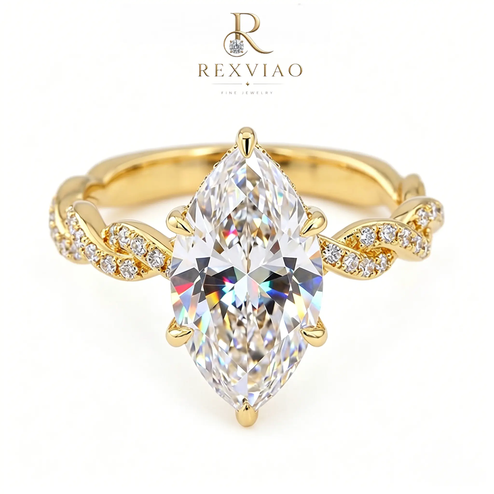 Rexviao Women's 2-Piece Marquise-Cut Engagement Ring Set, 5A Cubic Zirconia Hearts & Arrows Wedding Band for Proposals & Daily Wear, Sizes 5-10, Engagement Rings