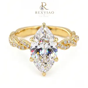 Rexviao Women's 2-Piece Marquise-Cut Engagement Ring Set, 5A Cubic Zirconia Hearts & Arrows Wedding Band for Proposals & Daily Wear, Sizes 5-10, Engagement Rings