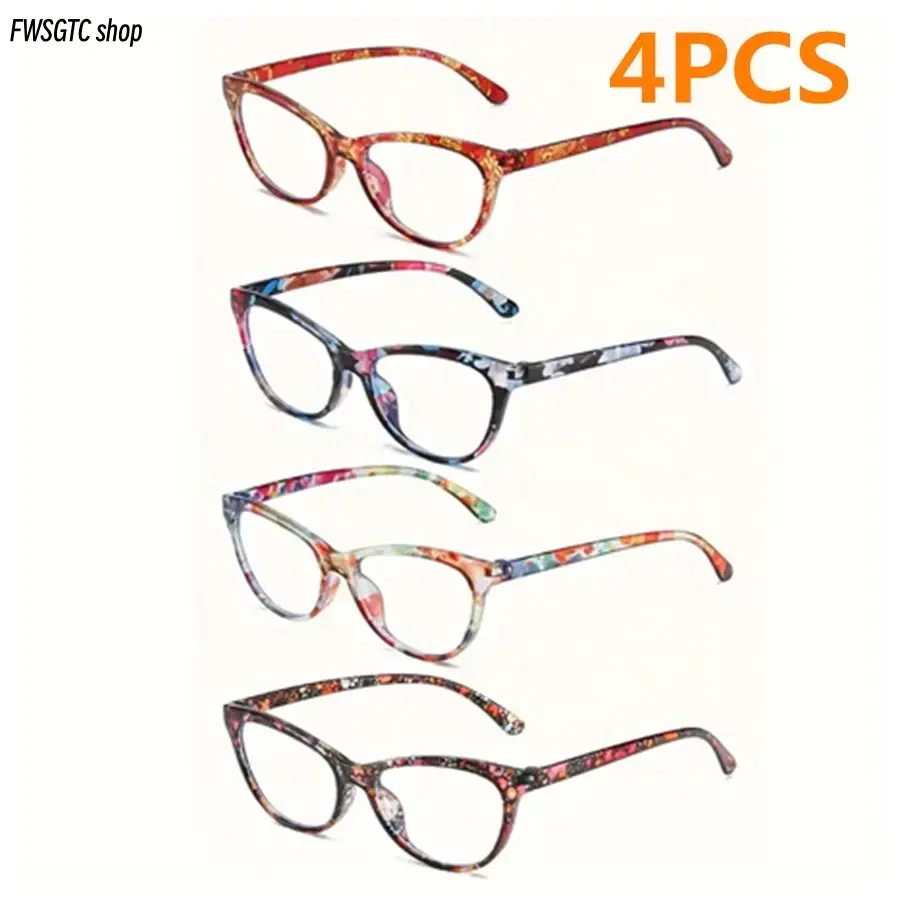 4Pcs Unisex TR90 Ultralight Anti Blue Light Presbyopia Glasses, Sport Far Sight Optical Eyewear, Multiple Diopters Comfort Eyeglasses for Men Women Daily Use