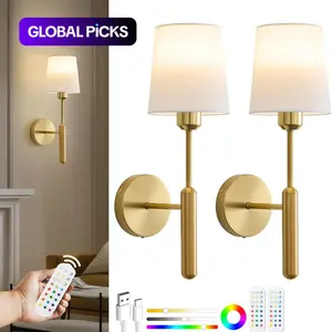 Rechargeable Wall Lights, Gold/, Remote Control, Adjustable Light Temperature, Adjustable RGB Lighting, Battery-Powered Non-Hardwired Design, Modern Mood Lighting