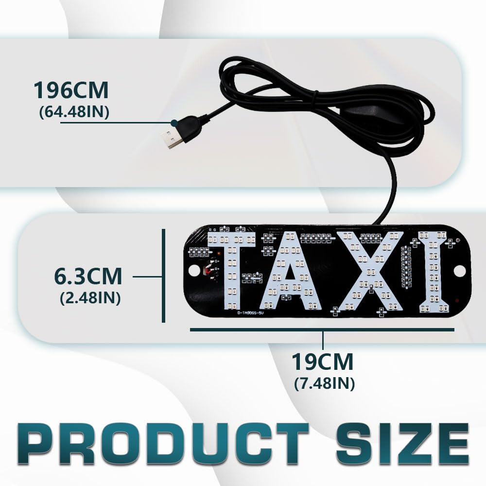 Taxi Sign, 2colors LED Light Logo,on Car Window with DC 6V Car Charger Inverter for Rideshare Driver Taxi Light up Sign (Red and Green)