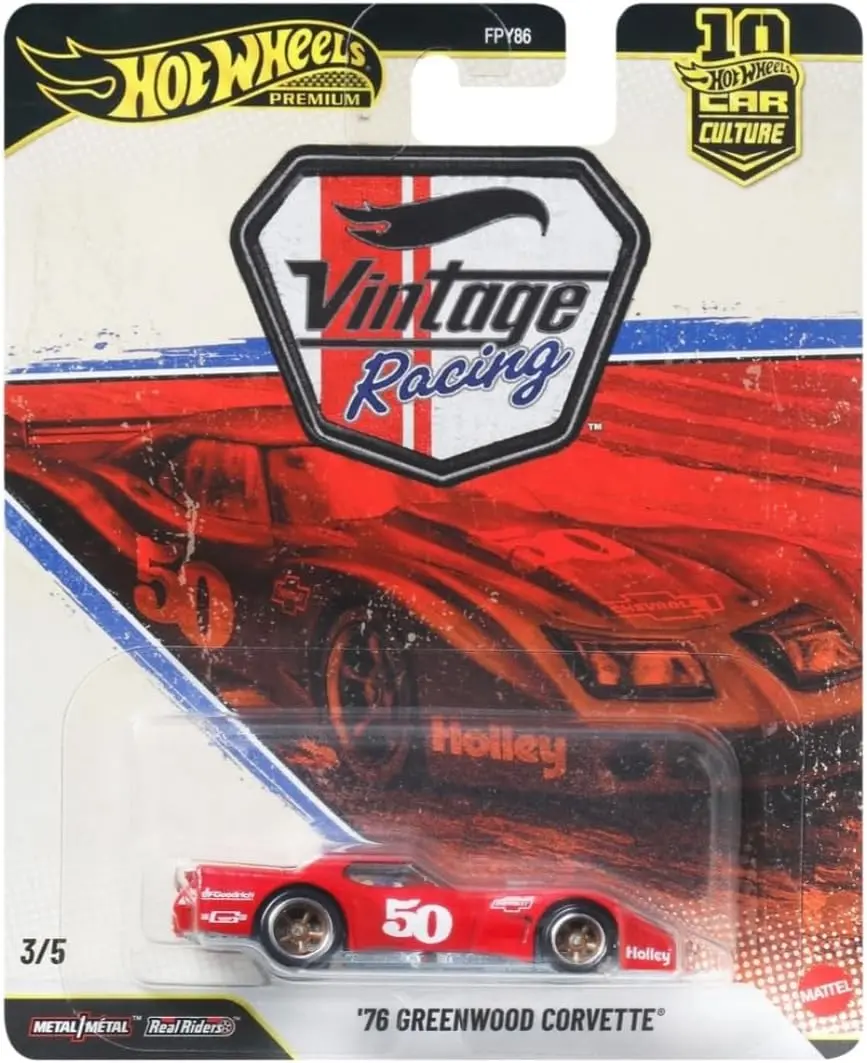 Hot Wheels Car Culture Premium 2026 Vintage Racing Series '76 Greenwood Corvette 1:64 Scale Diecast Model Car