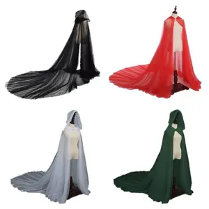 Sheer Tulle Hooded Capes in Multiple Colors with Long Trains — Elegant and Dreamy Cloaks for Weddings and Cosplay Decor | Women’s Clothing