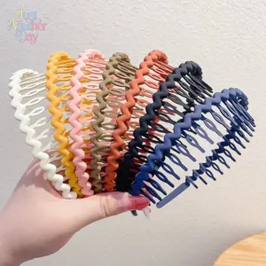Solid Color Candy Series Headband Set - Teethed, Non-Slip, Hair-Friendly for Broken Hair Management, Color Wave Hairpin (Ideal for Sports, Outdoor Camping & Hiking Picnics)