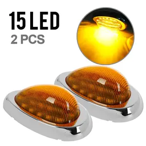 Partsam 2Pcs 6" Amber Sleeper Cab LED Side Marker/Turn Led Light Clearance Surface Mount 15 LED Replacement for Freightliner Century/Columbia Amber Oval Side Marker and Turn Signal Sealed Light