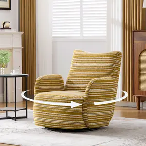 Modern Style 360°  Leisure  Fabric Striped Armrest   with sand-rimmed fabric and metal bracket, suitable for living room, balcony and bedroom teak chairs