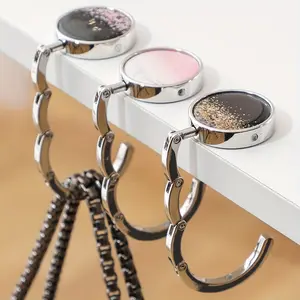 HomeDailyEss 1 piece 2D retro cherry blossom design wallet hook - foldable zinc alloy handbag hook, suitable for tables, decorative travel accessories, unique gift idea