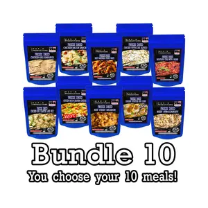 MAK D Productions Freeze Dried Meal Pouches - Set of 10 for only$99.99! (USUALLY $13.50 each but now only $9.99 each!) - Gourmet Recipes by a Sullivan University (Louisville, Kentucky) Culinary Chef Graduate - NEVER BLAND TASTING - MADE IN THE USA