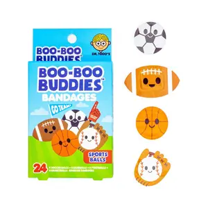 (Sports Balls) Boo Boo Buddies Kids Adhesive Bandages, Kids Self-Adhesive Sterile Bandages Pack for Toddler Girls & Boys, Adults First Aid, Protect Scrapes and Cuts | 24 Pcs Medical Accessories