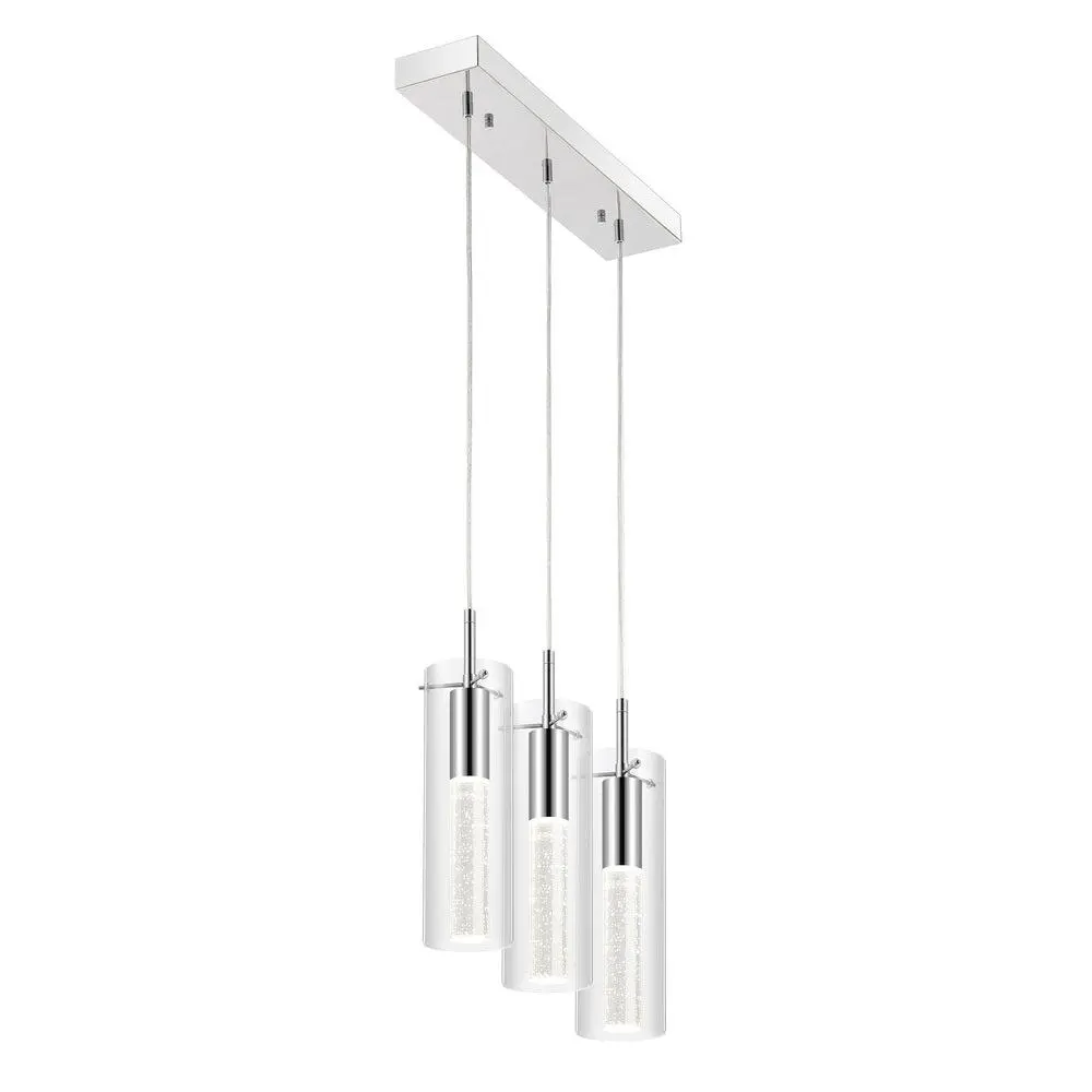 JONATHAN Y Mium Modern Integrated LED Linear Pendant - 3 Cylinders, Iron/Crystal/Glass, Chrome, Dimmable, Elegant Lighting, Modern Mood Lighting, Dynamic Design, Wall Switch Compatible, DEHP-Free, Indoor Decorative Light for Kitchen Island, Dining Room