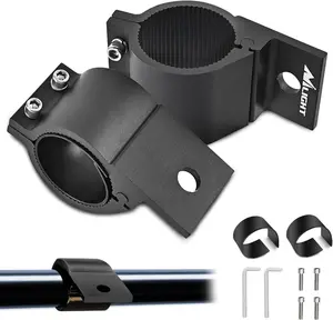 Nilight Aluminum Alloy Tube Clamp Brackets - 1.81-2.13 in Round Bull Bar Mounts with Vibration-Proof Rubber Insert, Vehicle Accessories for Off-Road LED Work/Driving Whip Lights on Trucks, Motorbikes