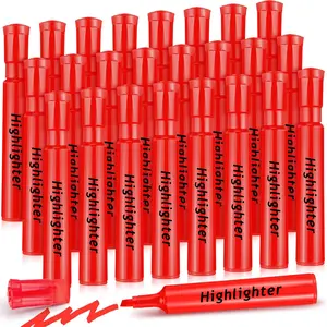 24 Pack Tank Style Highlighters Chisel Tip Highlighters Bulk Colored Markers for Adult Coloring,  Office Supplie(Red)