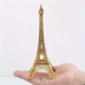 Eiffel Tower Statue Cast Iron Decorative Figurine, Home and Office Decoration, Indoor Outdoor Display, Multi-Functional Room Decor, 2 Piece Set