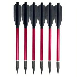 6 pieces of 6.3-inch red aluminum arrows - durable and precisely guided arrows suitable for target practice, hunting, and shooting games