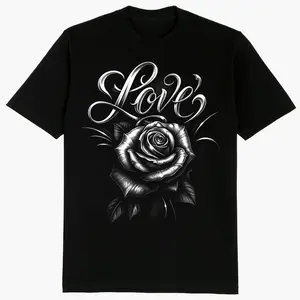 Love and Rose Chicano Clothing Lowrider Chicana Art Gangster Cholo Outfit Cotton Fabric Menswear Casual Streetwear Hoodie Unisex Loose Oversized Pullover Black Long Sleeve Crewneck Sweatshirts