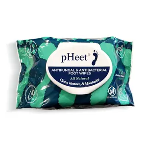 pHeet Foot Wipes All-Natural Antifungal & Antibacterial Formula, Kills Fungus on Feet & Toenails, Stops Itch & Burn from Athletes Foot, Moisturizes Dry Feet, Cleans Dirty Feet, Stops Foot Odor, Diabetes-Friendly Eliminates Cracked Heels